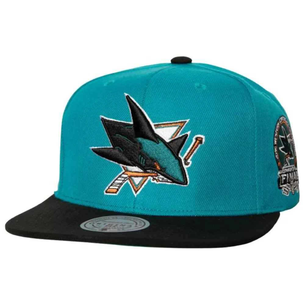 Headwear Mitchell & Ness -2 Tone Side Patch Snapback San Jose Sharks