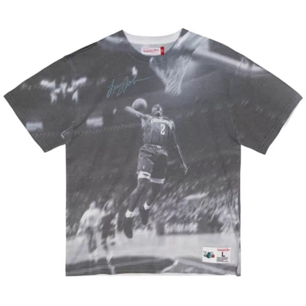 Apparel Mitchell & Ness T-Shirts & Tops-Above The Rim Sublimated Ss Tee Charlotte Hornets Larry Johnson