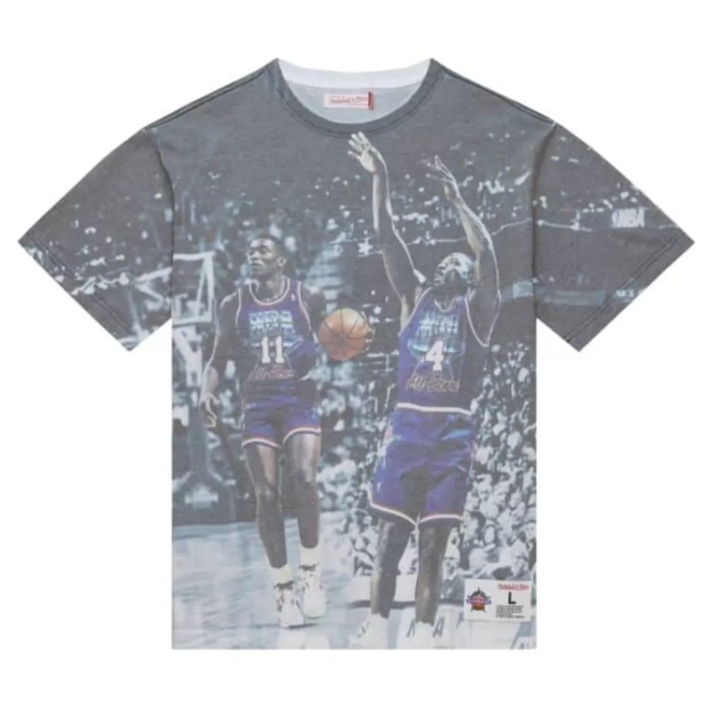 Apparel Mitchell & Ness T-Shirts & Tops-Above The Rim Sublimated S/S Tee Detroit Pistons