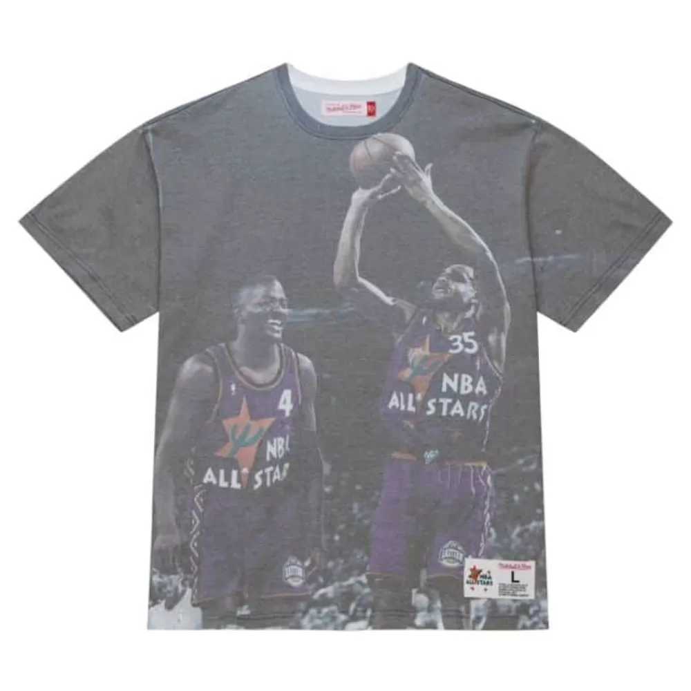 Apparel Mitchell & Ness T-Shirts & Tops-Above The Rim Sublimated S/S Tee Detroit Pistons 1995
