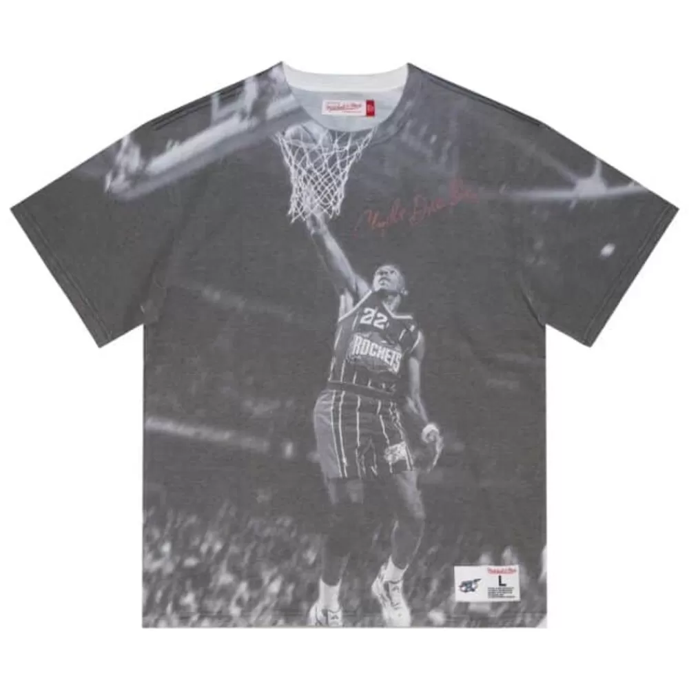 Apparel Mitchell & Ness T-Shirts & Tops-Above The Rim Sublimated Ss Tee Houston Rockets Clyde Drexler