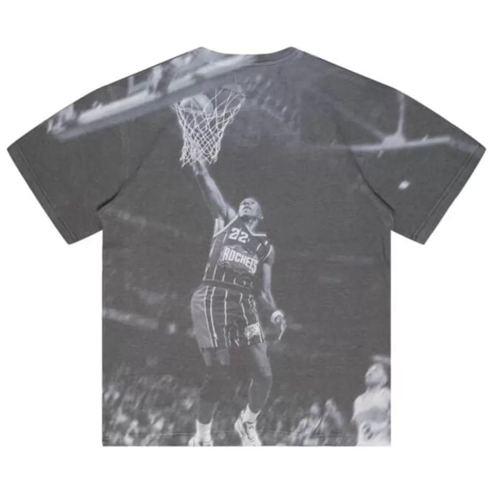 Apparel Mitchell & Ness T-Shirts & Tops-Above The Rim Sublimated Ss Tee Houston Rockets Clyde Drexler