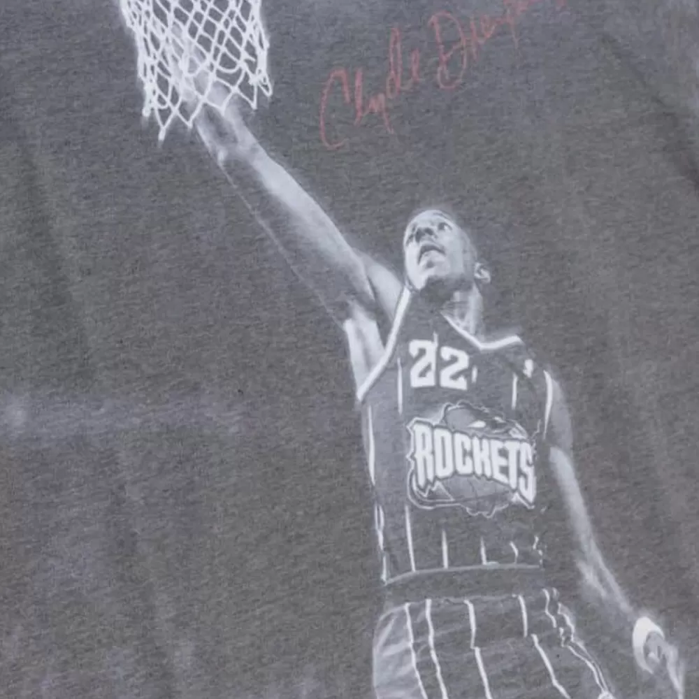 Apparel Mitchell & Ness T-Shirts & Tops-Above The Rim Sublimated Ss Tee Houston Rockets Clyde Drexler