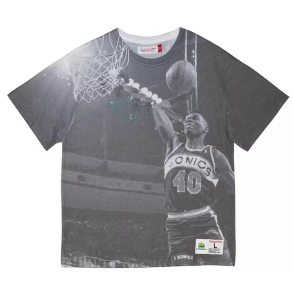 Apparel Mitchell & Ness T-Shirts & Tops-Above The Rim Sublimated Ss Tee Seattle Supersonics Shawn Kemp
