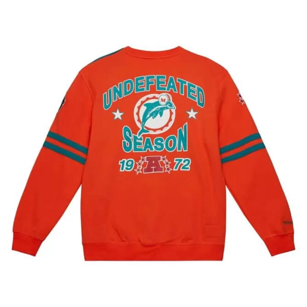 Apparel Mitchell & Ness T-Shirts & Tops-All Over Crew 2.0 Miami Dolphins
