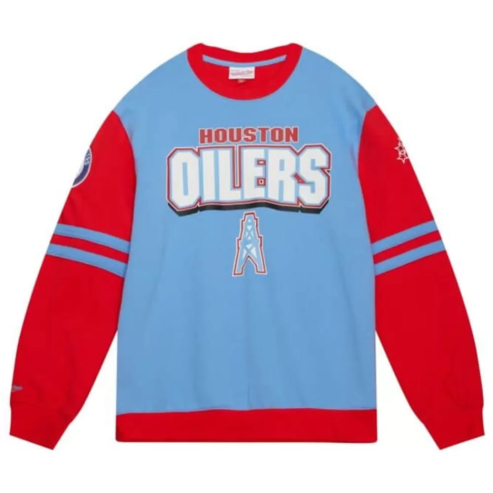 Apparel Mitchell & Ness T-Shirts & Tops-All Over Crew 2.0 Tee Houston Oilers