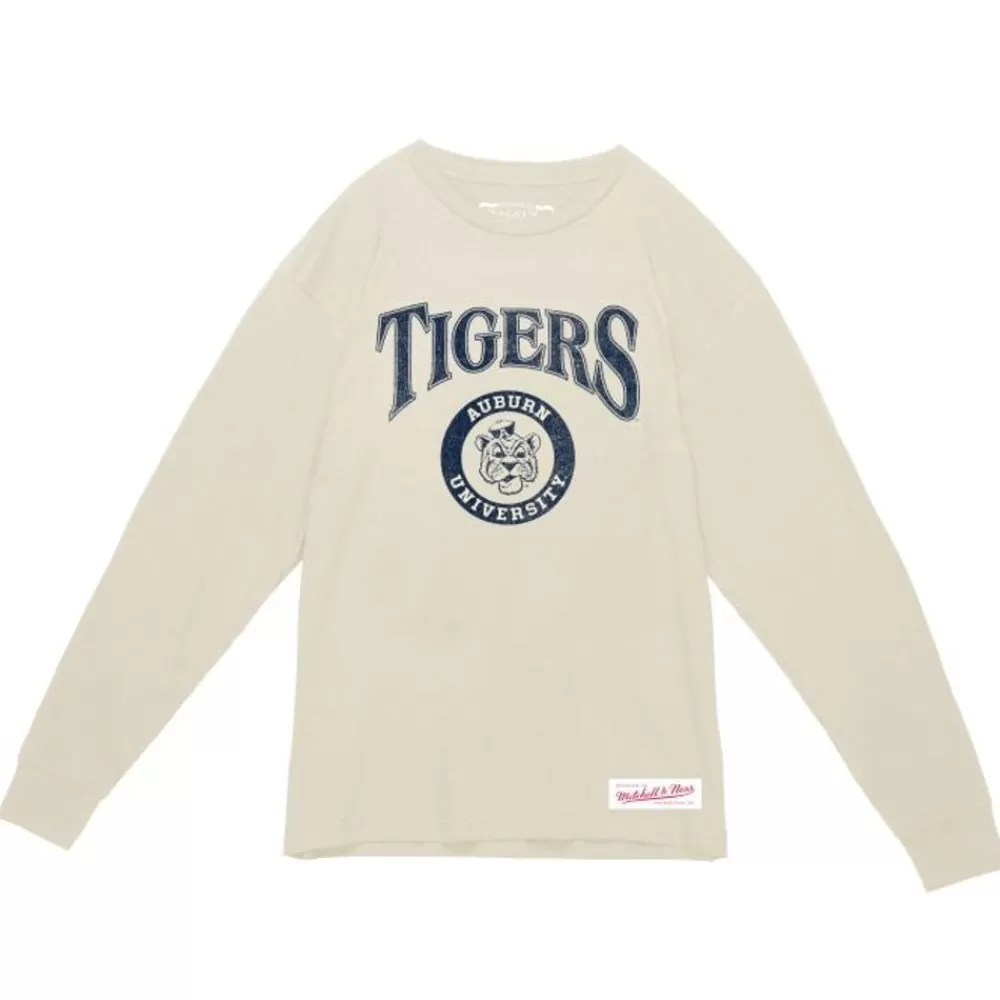 Apparel Mitchell & Ness T-Shirts & Tops-Arched Logo Lockup Slub Ls Tee Auburn University