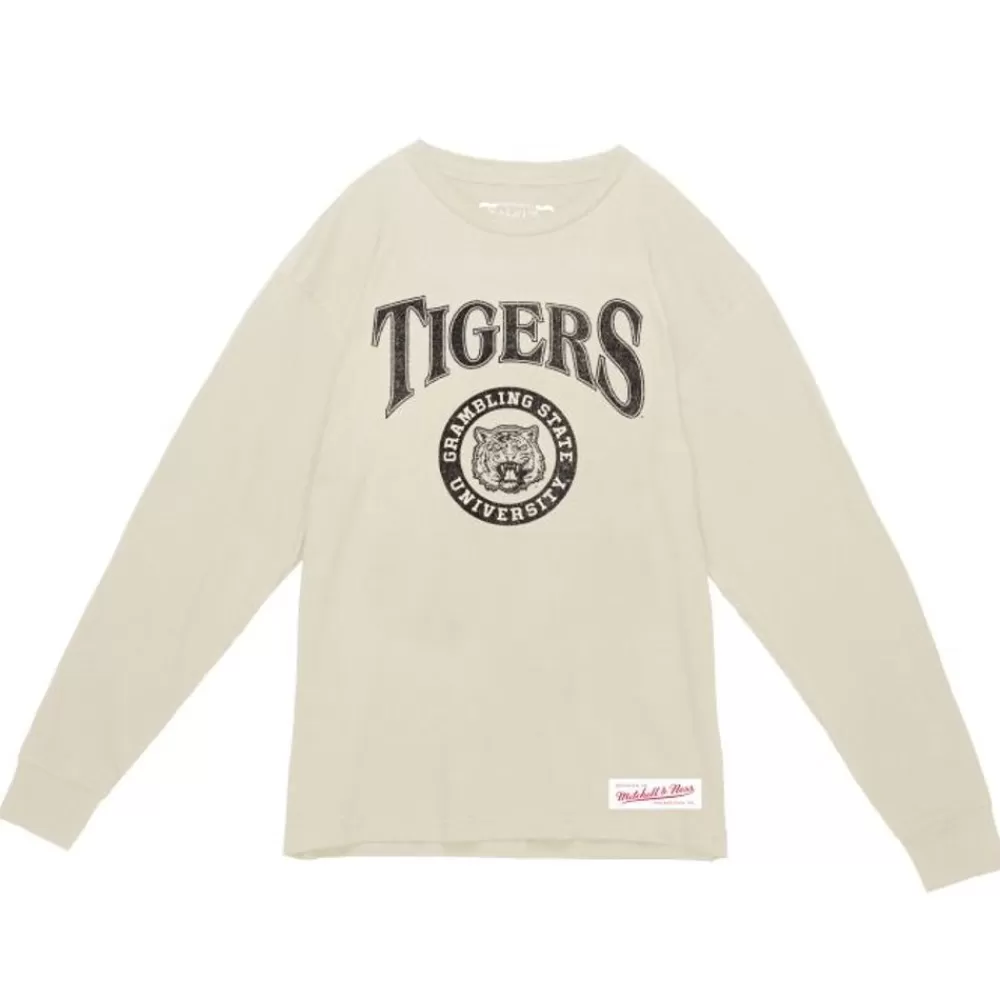 Apparel Mitchell & Ness T-Shirts & Tops-Arched Logo Lockup Slub Ls Tee Grambling State University