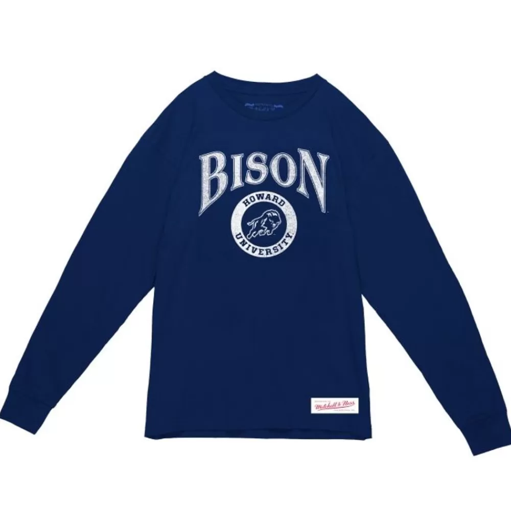 Apparel Mitchell & Ness T-Shirts & Tops-Arched Logo Lockup Slub Ls Tee Howard University