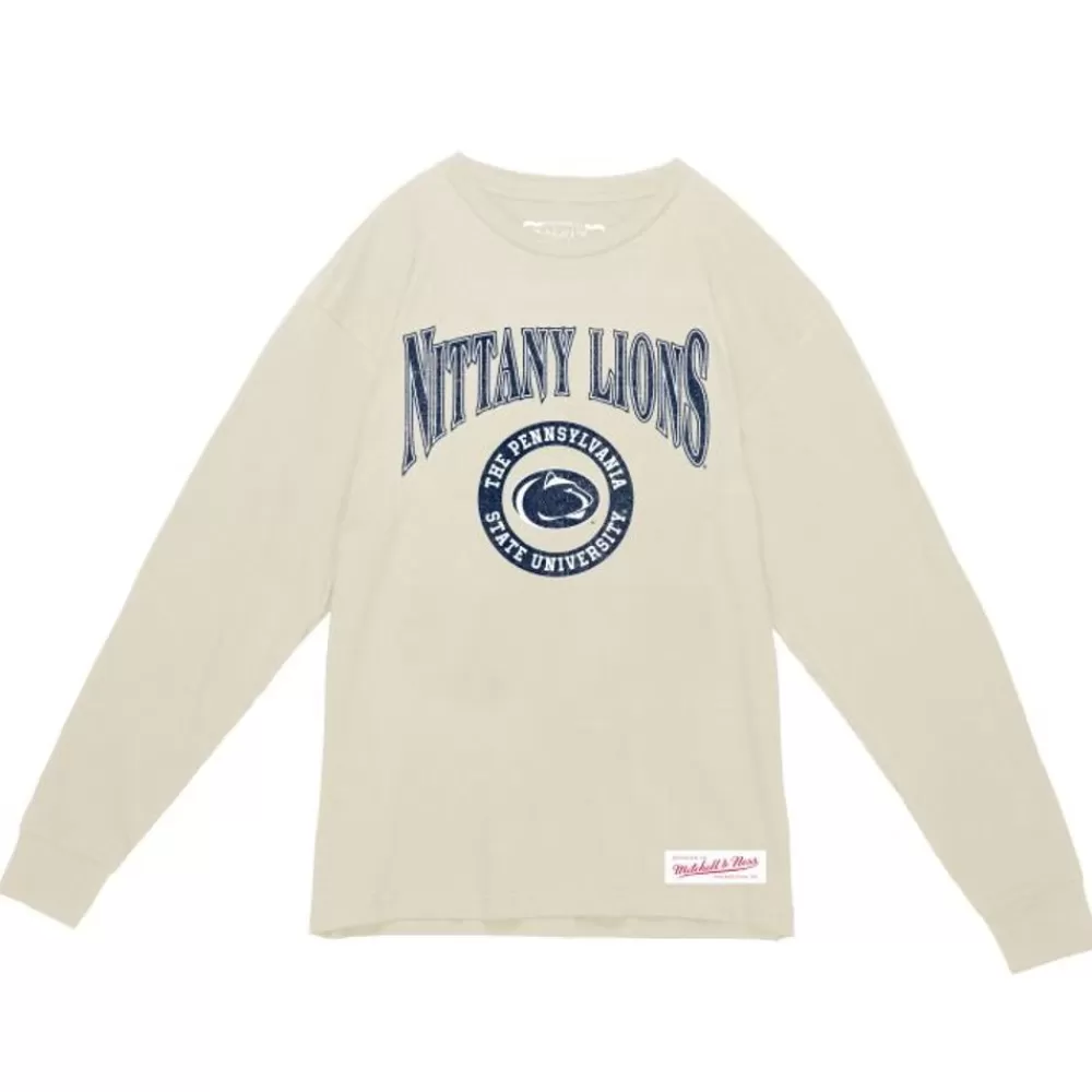 Apparel Mitchell & Ness T-Shirts & Tops-Arched Logo Lockup Slub Ls Tee Penn State University
