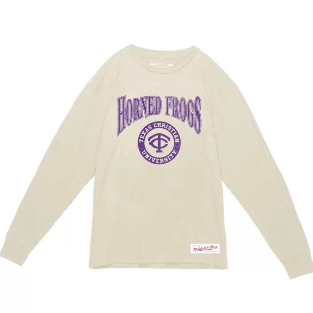 Apparel Mitchell & Ness T-Shirts & Tops-Arched Logo Lockup Slub Ls Tee Texas Christian University