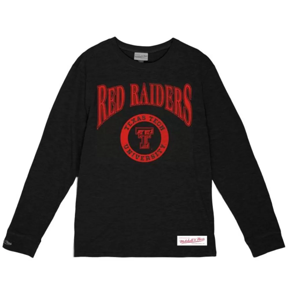 Apparel Mitchell & Ness T-Shirts & Tops-Arched Logo Lockup Slub Ls Tee Texas Tech University
