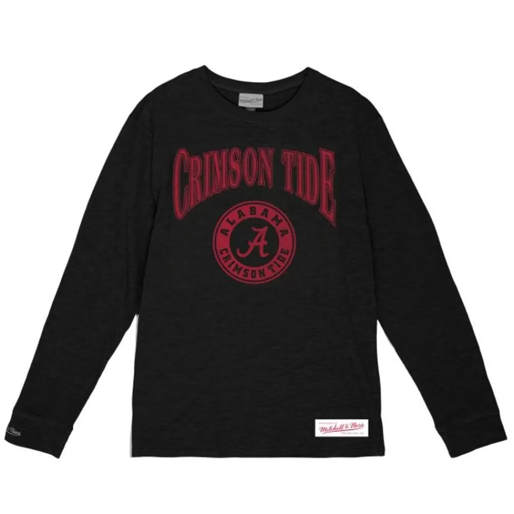 Apparel Mitchell & Ness T-Shirts & Tops-Arched Logo Lockup Slub Ls Tee University Of Alabama