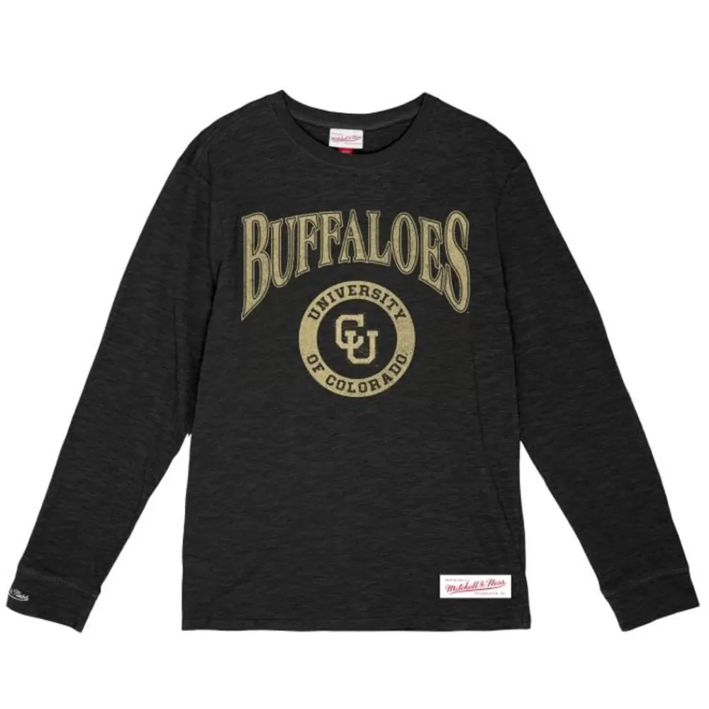 Apparel Mitchell & Ness T-Shirts & Tops-Arched Logo Lockup Slub Ls Tee University Of Colorado Boulder