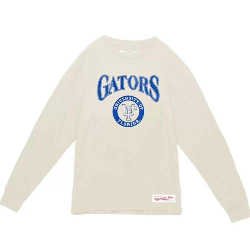 Apparel Mitchell & Ness T-Shirts & Tops-Arched Logo Lockup Slub Ls Tee University Of Florida