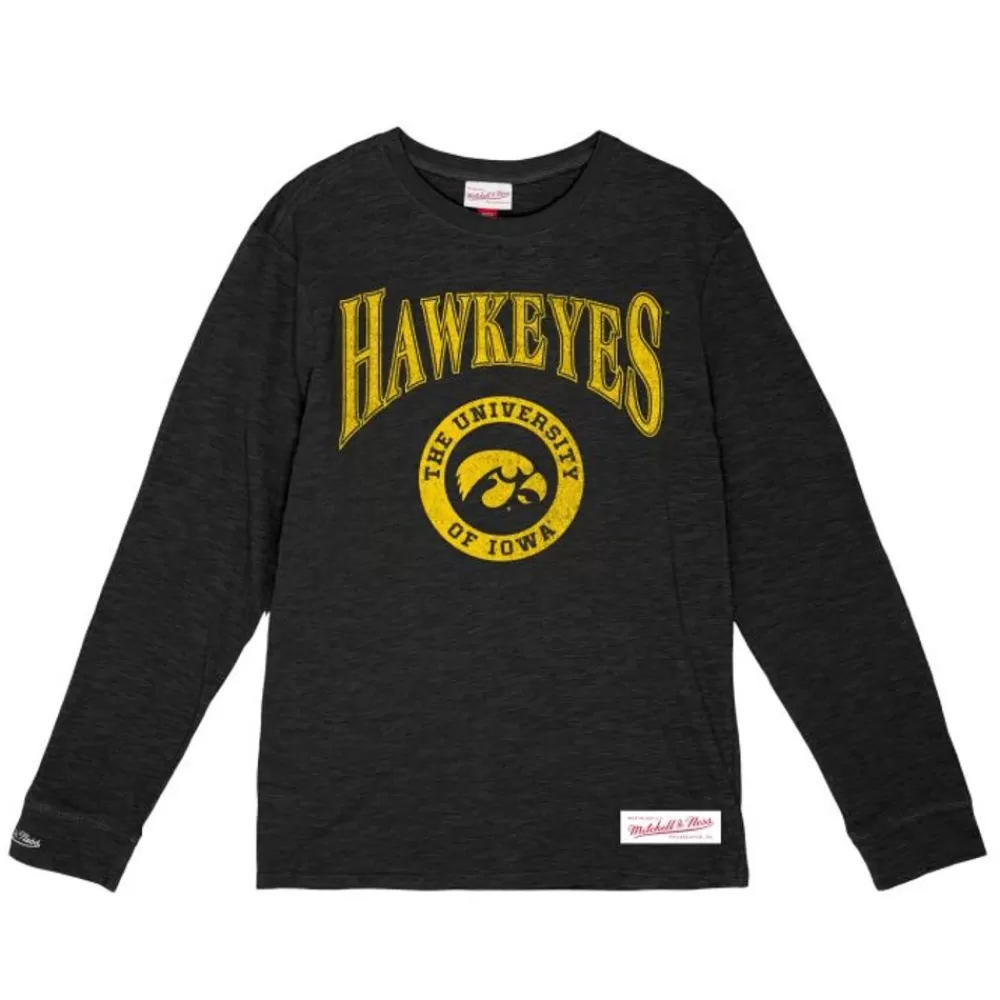 Apparel Mitchell & Ness T-Shirts & Tops-Arched Logo Lockup Slub Ls Tee University Of Iowa