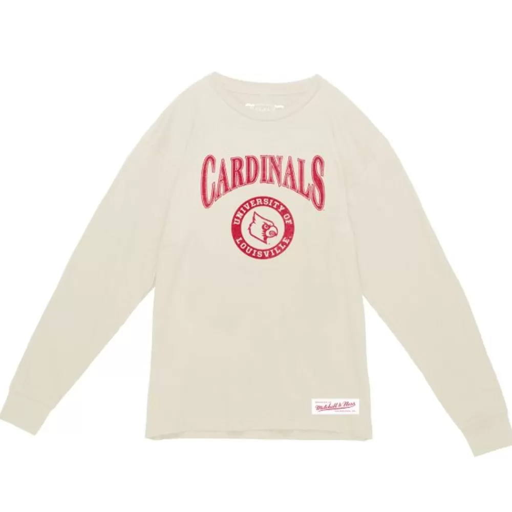 Apparel Mitchell & Ness T-Shirts & Tops-Arched Logo Lockup Slub Ls Tee University Of Louisville