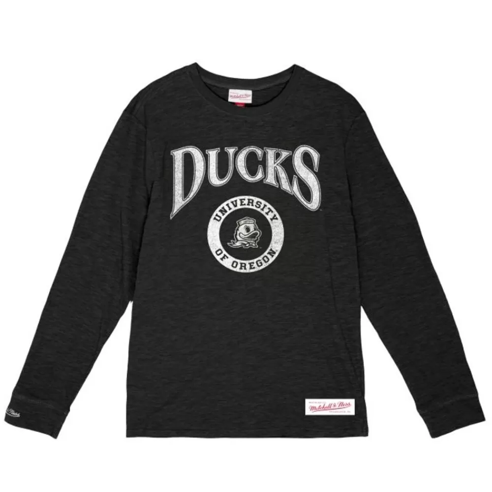 Apparel Mitchell & Ness T-Shirts & Tops-Arched Logo Lockup Slub Ls Tee University Of Oregon