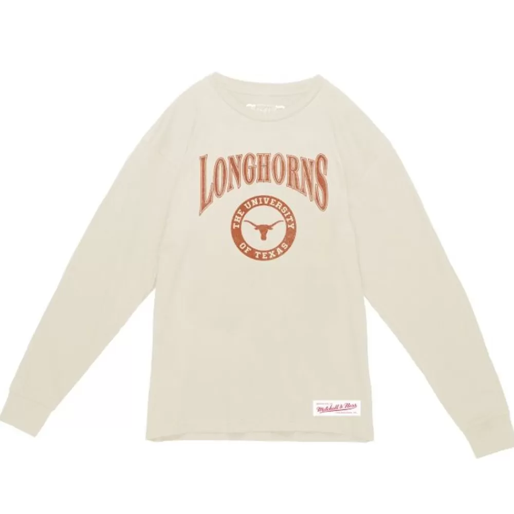 Apparel Mitchell & Ness T-Shirts & Tops-Arched Logo Lockup Slub Ls Tee University Of Texas At Austin
