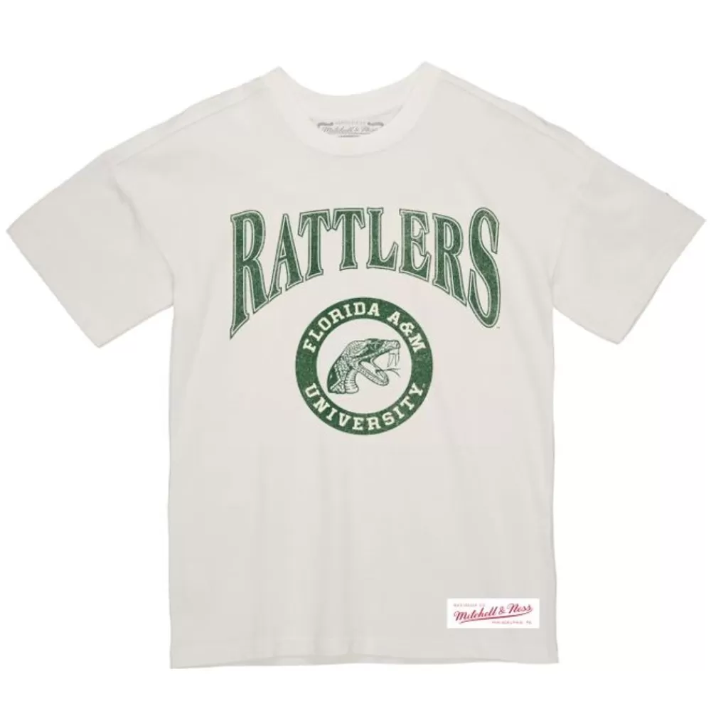 Apparel Mitchell & Ness T-Shirts & Tops-Arched Logo Lockup Slub Tee Florida A&M University