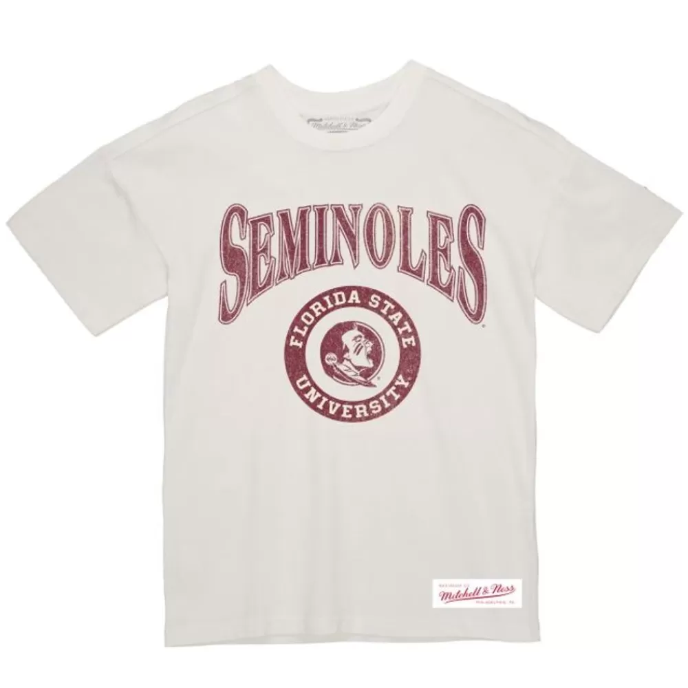 Apparel Mitchell & Ness T-Shirts & Tops-Arched Logo Lockup Slub Tee Florida State University