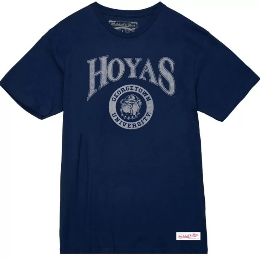 Apparel Mitchell & Ness T-Shirts & Tops-Arched Logo Lockup Slub Tee Georgetown University