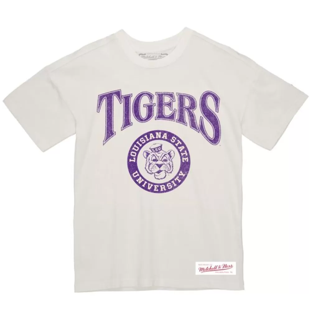 Apparel Mitchell & Ness T-Shirts & Tops-Arched Logo Lockup Slub Tee Louisiana State University