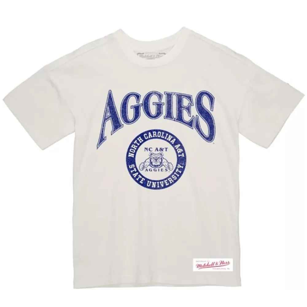 Apparel Mitchell & Ness T-Shirts & Tops-Arched Logo Lockup Slub Tee North Carolina A&T University