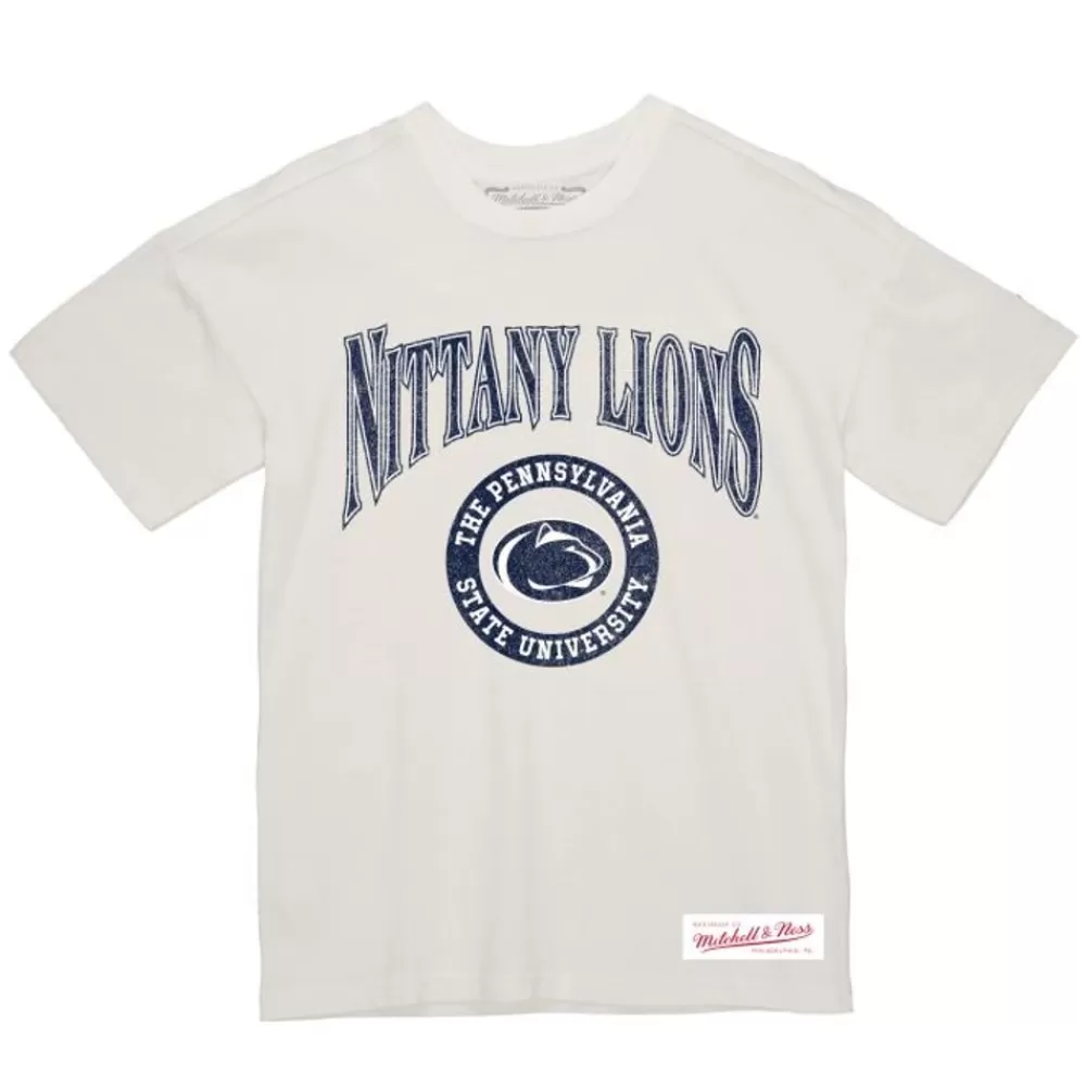 Apparel Mitchell & Ness T-Shirts & Tops-Arched Logo Lockup Slub Tee Penn State University
