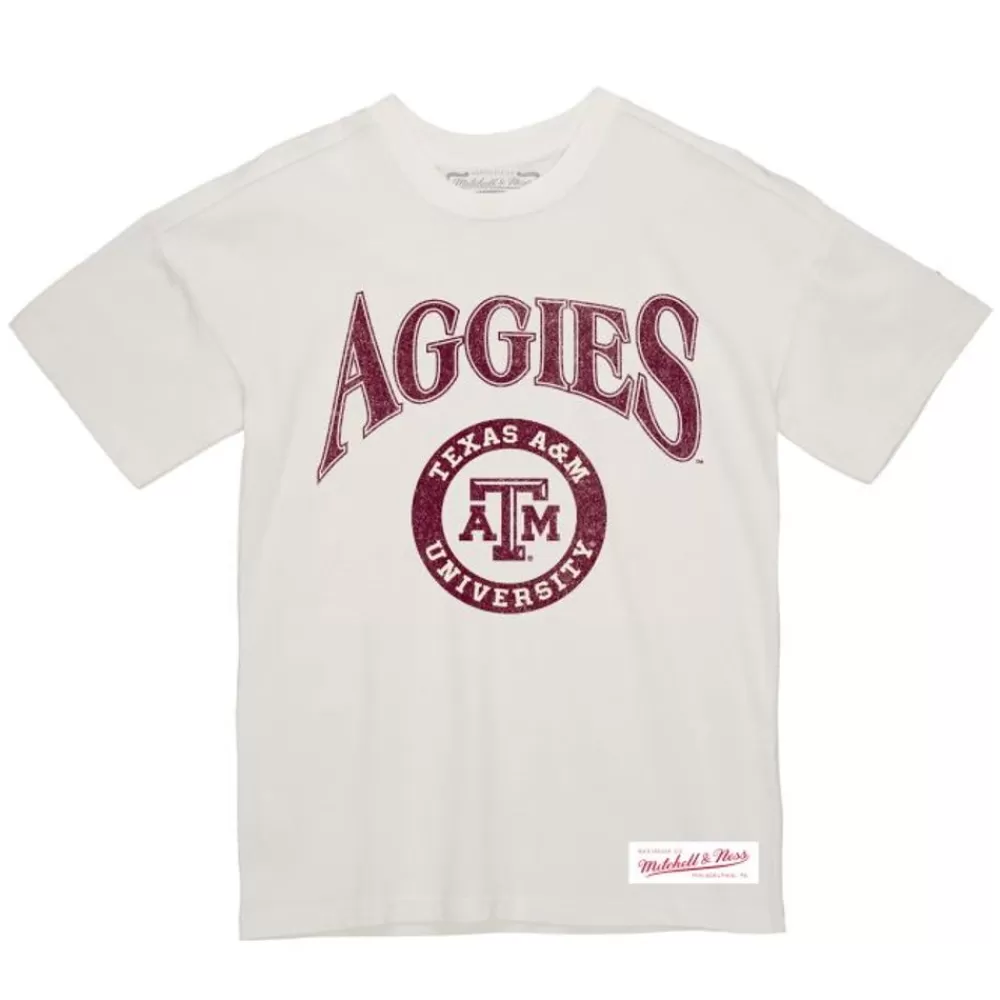 Apparel Mitchell & Ness T-Shirts & Tops-Arched Logo Lockup Slub Tee Texas A&M University