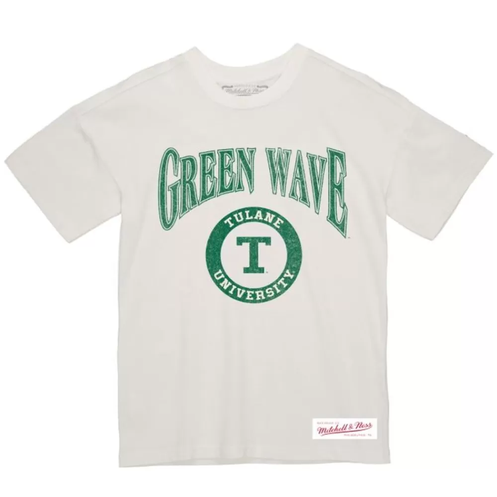 Apparel Mitchell & Ness T-Shirts & Tops-Arched Logo Lockup Slub Tee Tulane University