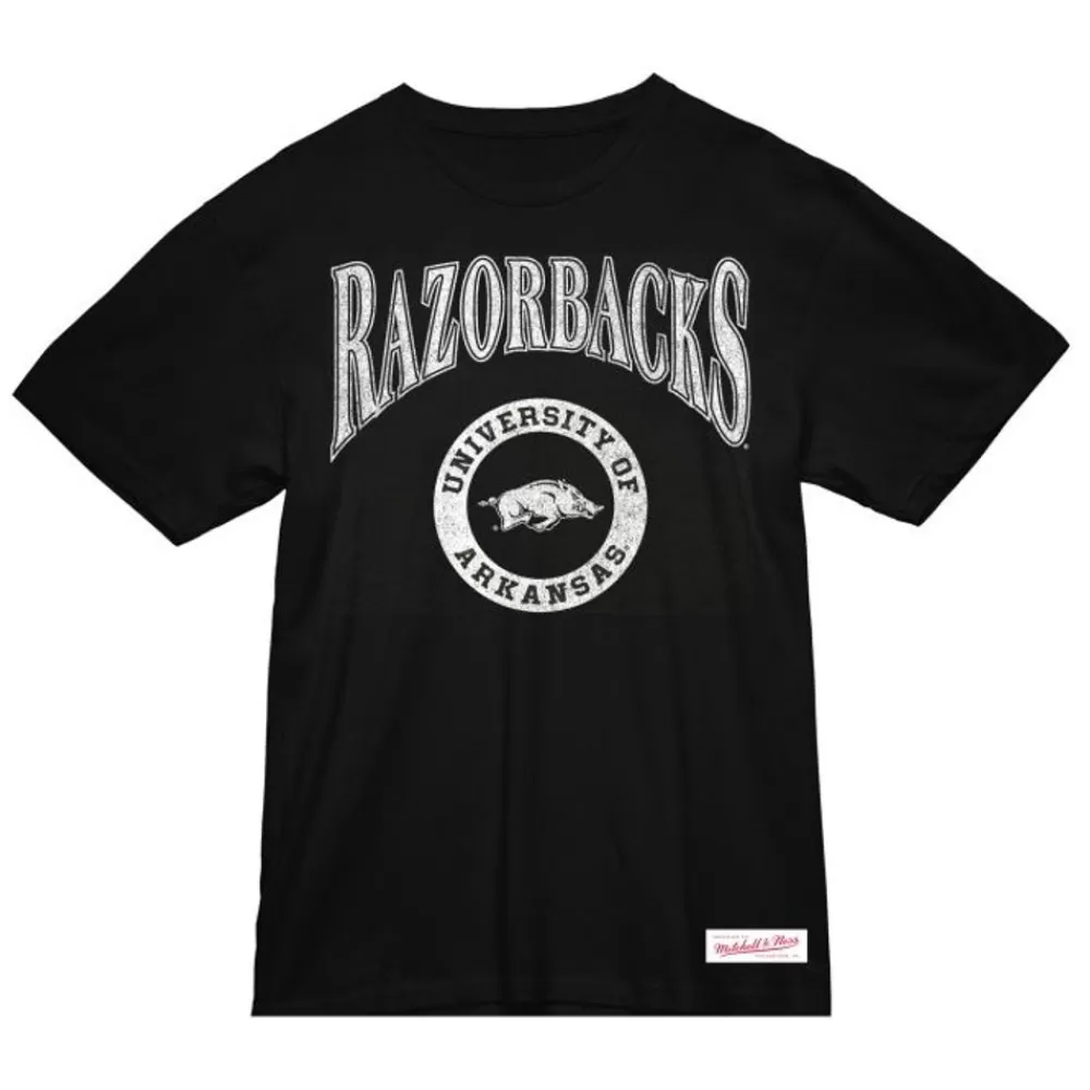 Apparel Mitchell & Ness T-Shirts & Tops-Arched Logo Lockup Slub Tee University Of Arkansas