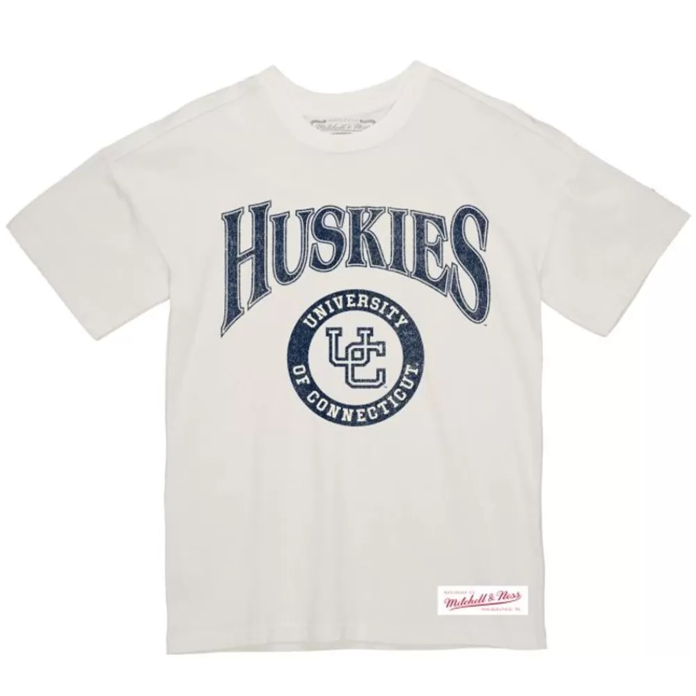 Apparel Mitchell & Ness T-Shirts & Tops-Arched Logo Lockup Slub Tee University Of Connecticut