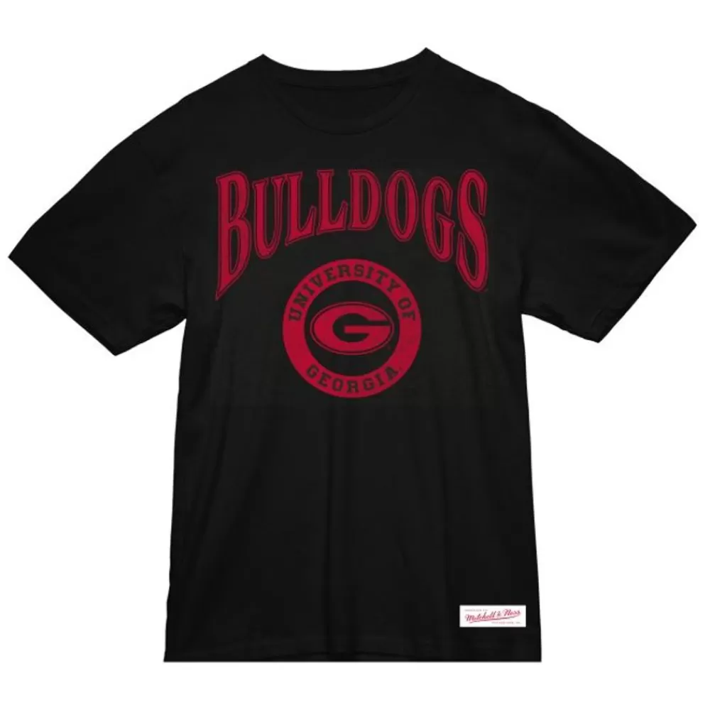 Apparel Mitchell & Ness T-Shirts & Tops-Arched Logo Lockup Slub Tee University Of Georgia