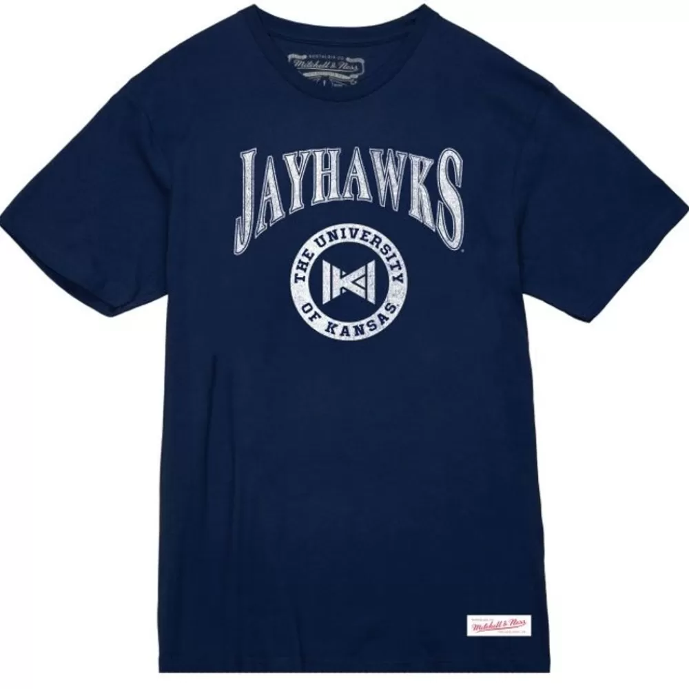 Apparel Mitchell & Ness T-Shirts & Tops-Arched Logo Lockup Slub Tee University Of Kansas