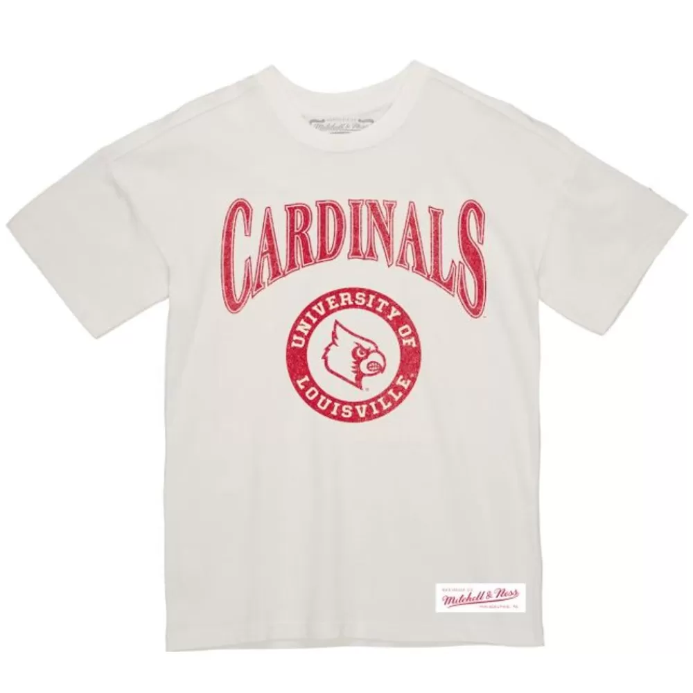 Apparel Mitchell & Ness T-Shirts & Tops-Arched Logo Lockup Slub Tee University Of Louisville