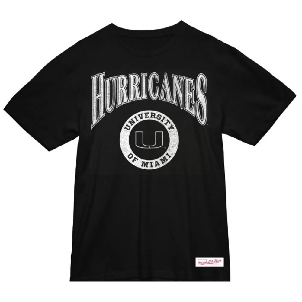Apparel Mitchell & Ness T-Shirts & Tops-Arched Logo Lockup Slub Tee University Of Miami