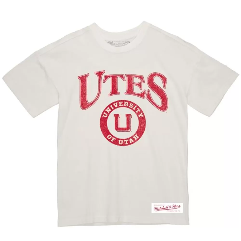Apparel Mitchell & Ness T-Shirts & Tops-Arched Logo Lockup Slub Tee University Of Utah