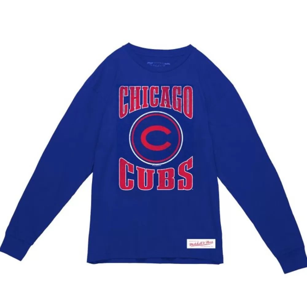 Apparel Mitchell & Ness T-Shirts & Tops-Arched Logo Slub Ls Tee Chicago Cubs