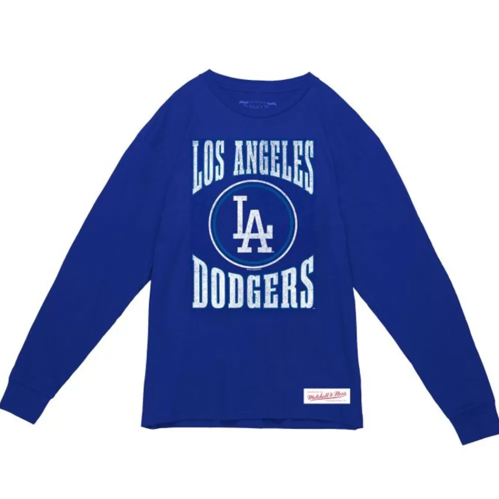 Apparel Mitchell & Ness T-Shirts & Tops-Arched Logo Slub Ls Tee Los Angeles Dodgers