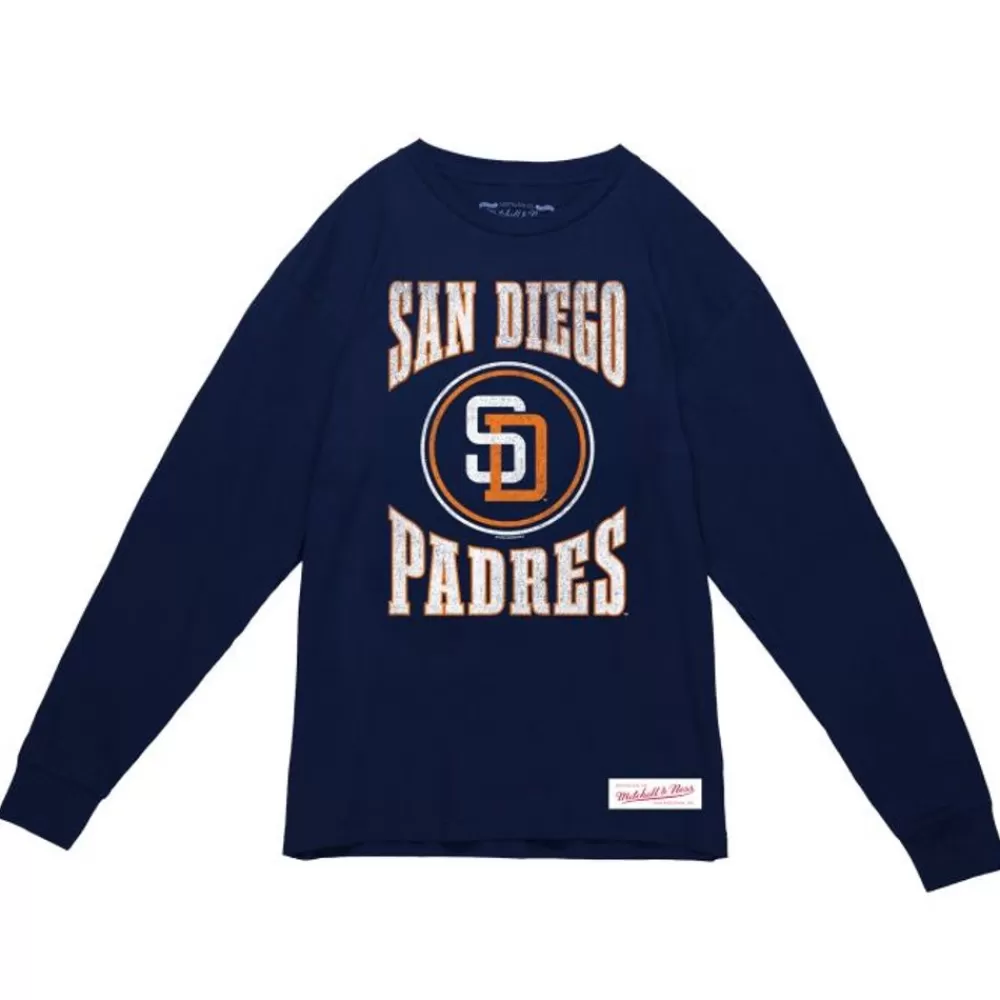 Apparel Mitchell & Ness T-Shirts & Tops-Arched Logo Slub Ls Tee San Diego Padres