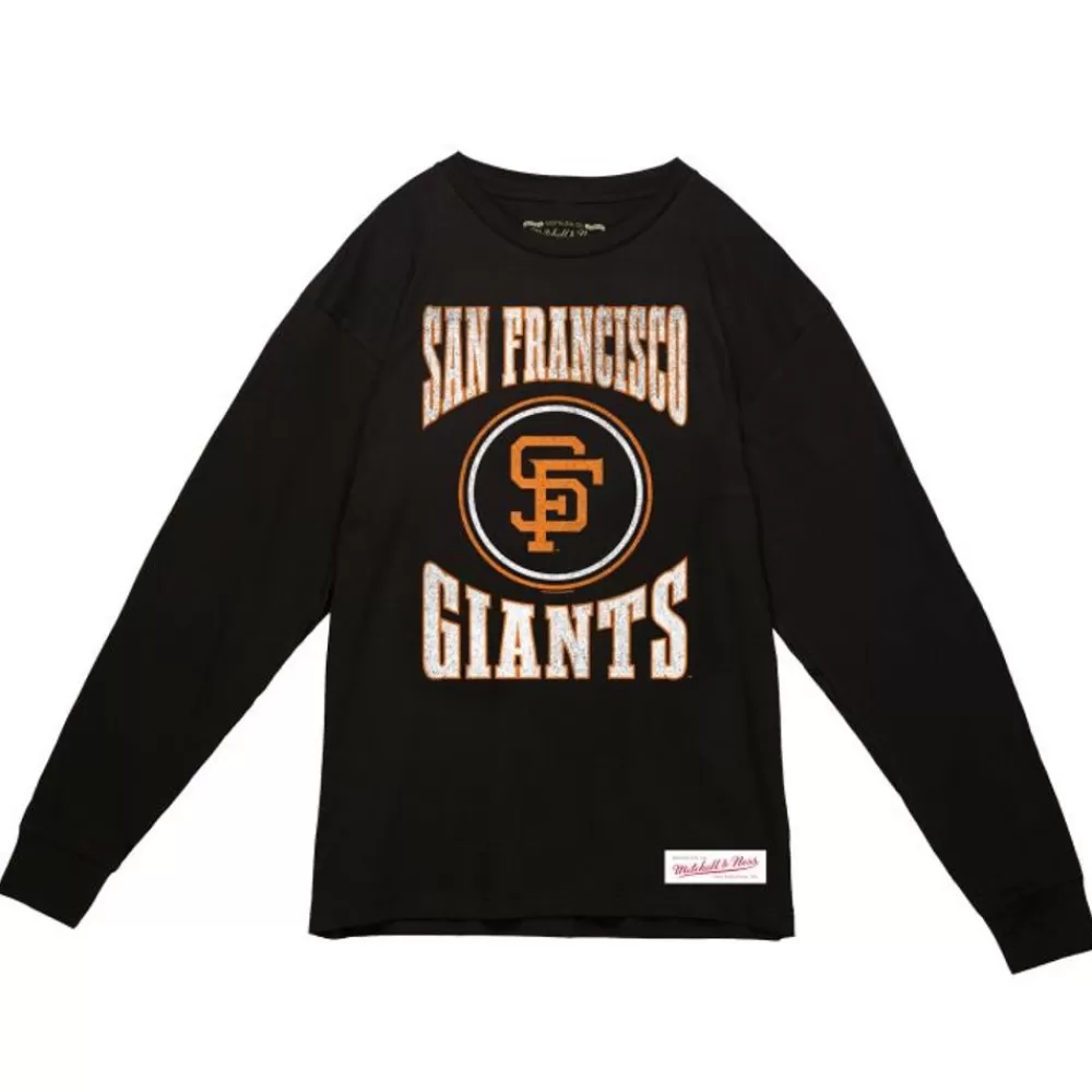 Apparel Mitchell & Ness T-Shirts & Tops-Arched Logo Slub Ls Tee San Francisco Giants