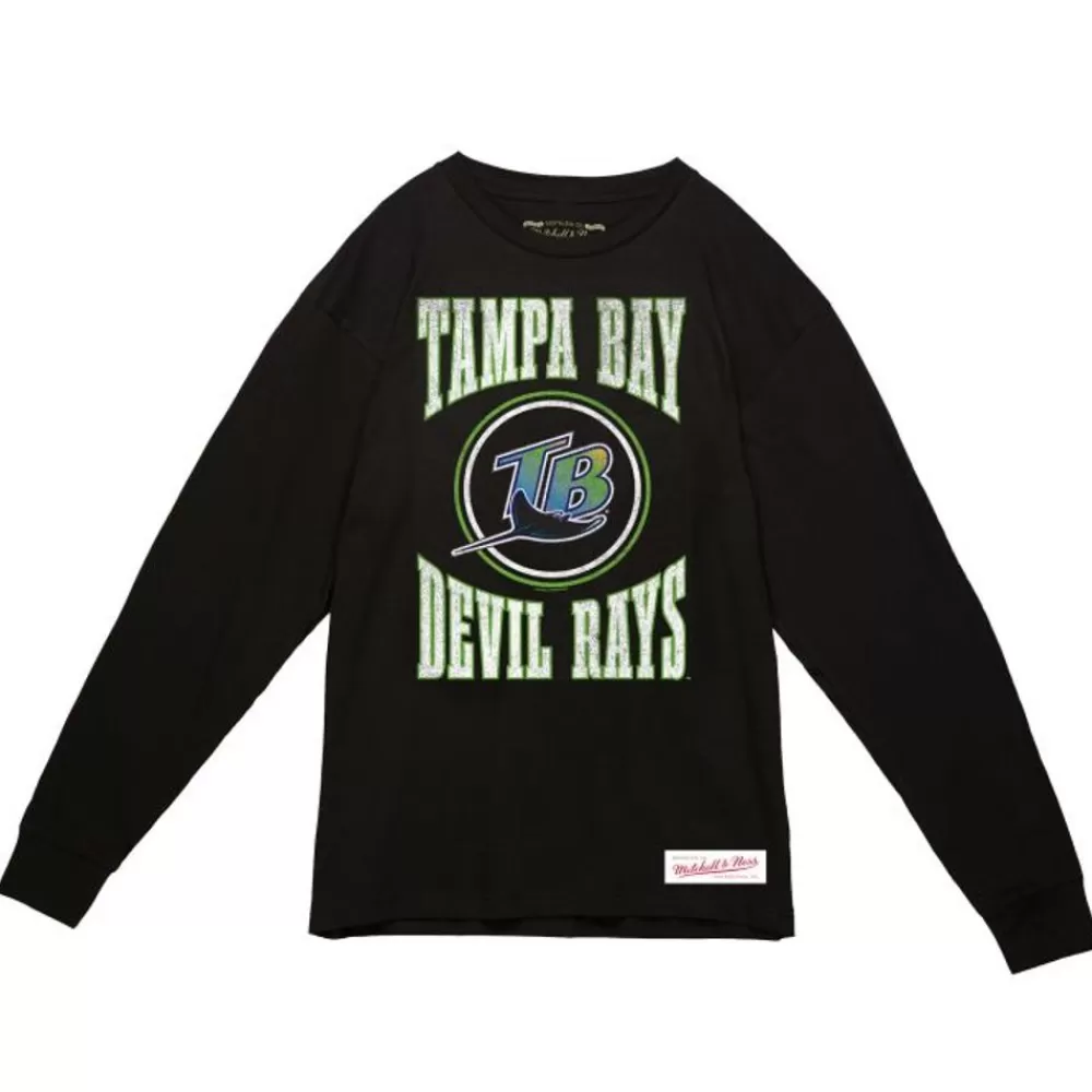 Apparel Mitchell & Ness T-Shirts & Tops-Arched Logo Slub Ls Tee Tampa Bay Rays