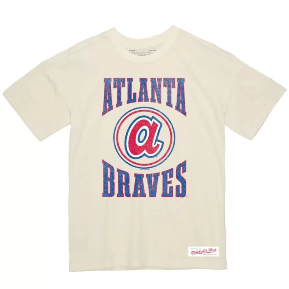 Apparel Mitchell & Ness T-Shirts & Tops-Arched Logo Slub Tee Atlanta Braves