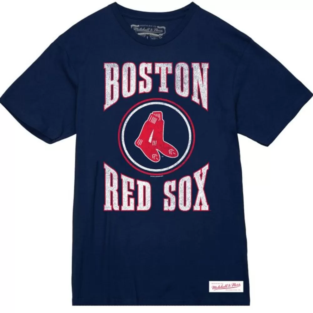 Apparel Mitchell & Ness T-Shirts & Tops-Arched Logo Slub Tee Boston Red Sox
