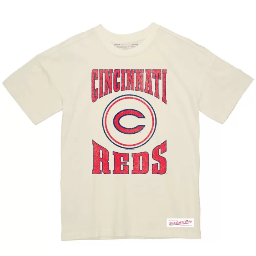 Apparel Mitchell & Ness T-Shirts & Tops-Arched Logo Slub Tee Cincinnati Reds
