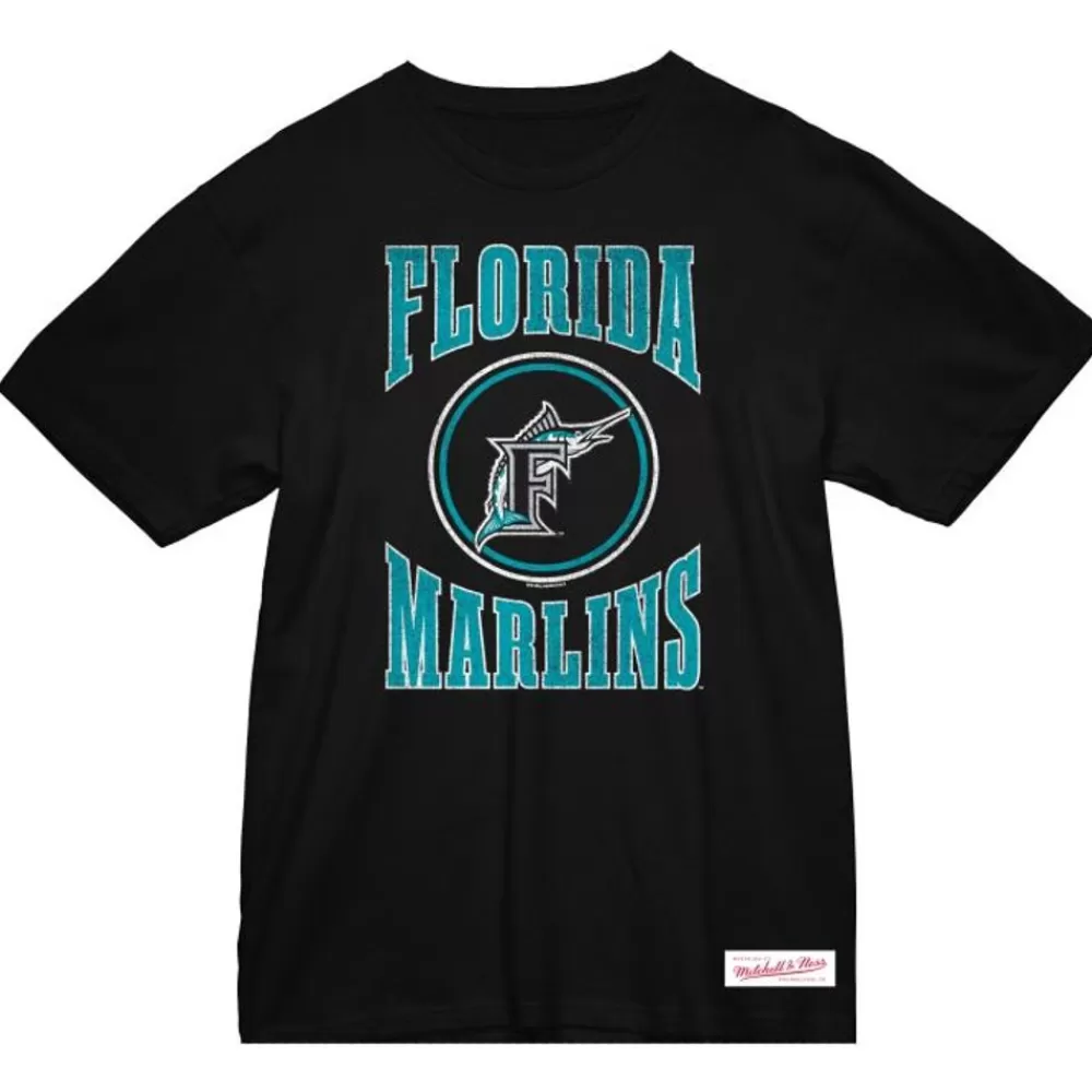 Apparel Mitchell & Ness T-Shirts & Tops-Arched Logo Slub Tee Florida Marlins