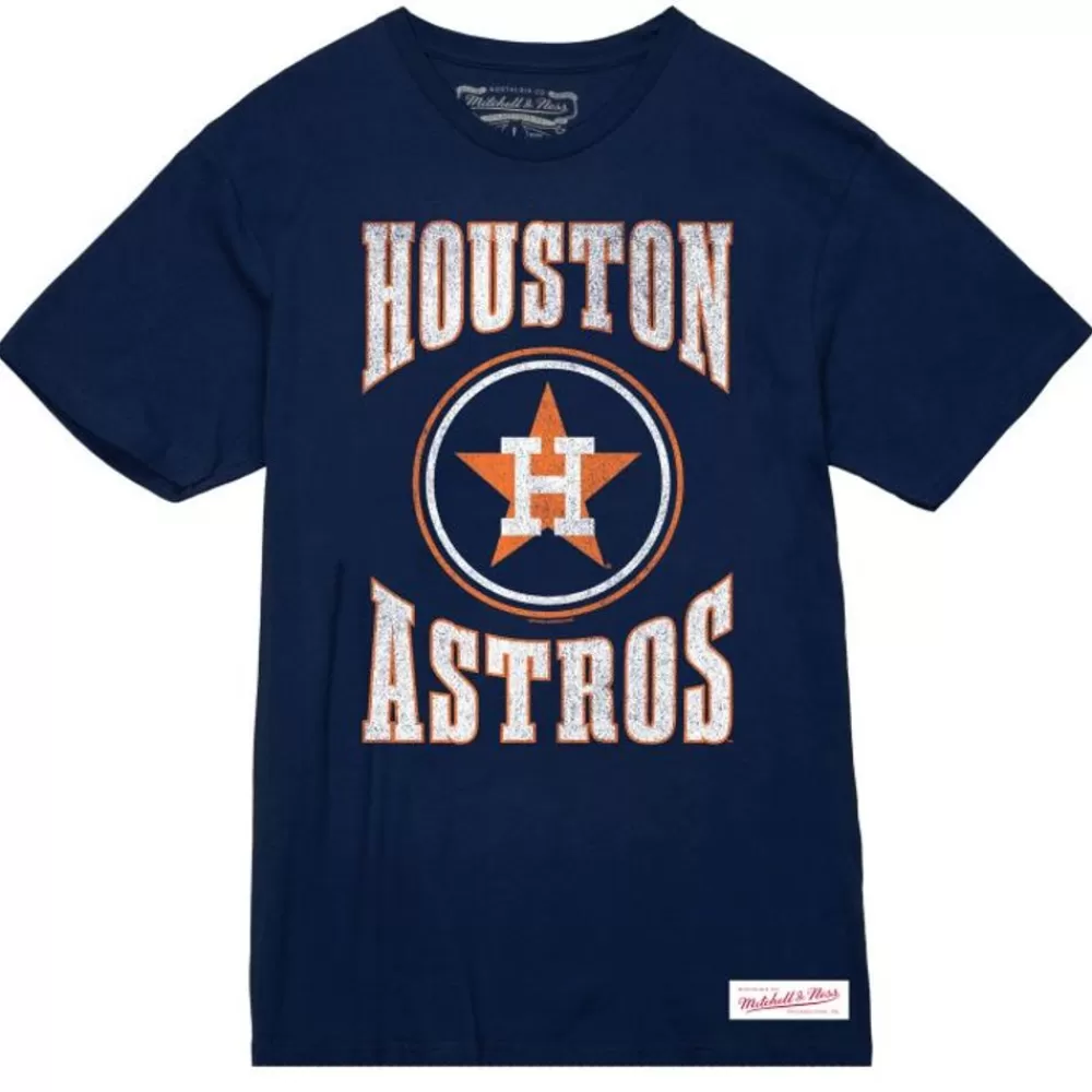 Apparel Mitchell & Ness T-Shirts & Tops-Arched Logo Slub Tee Houston Astros