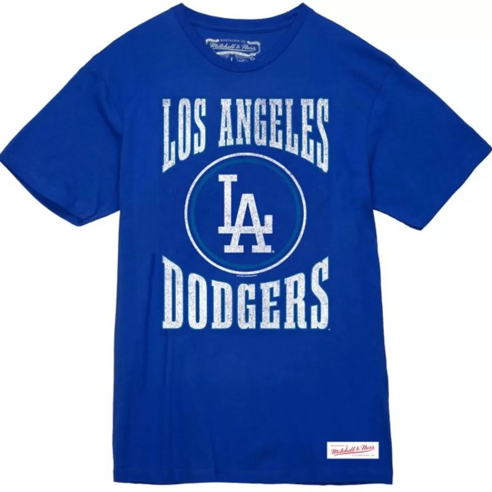 Apparel Mitchell & Ness T-Shirts & Tops-Arched Logo Slub Tee Los Angeles Dodgers