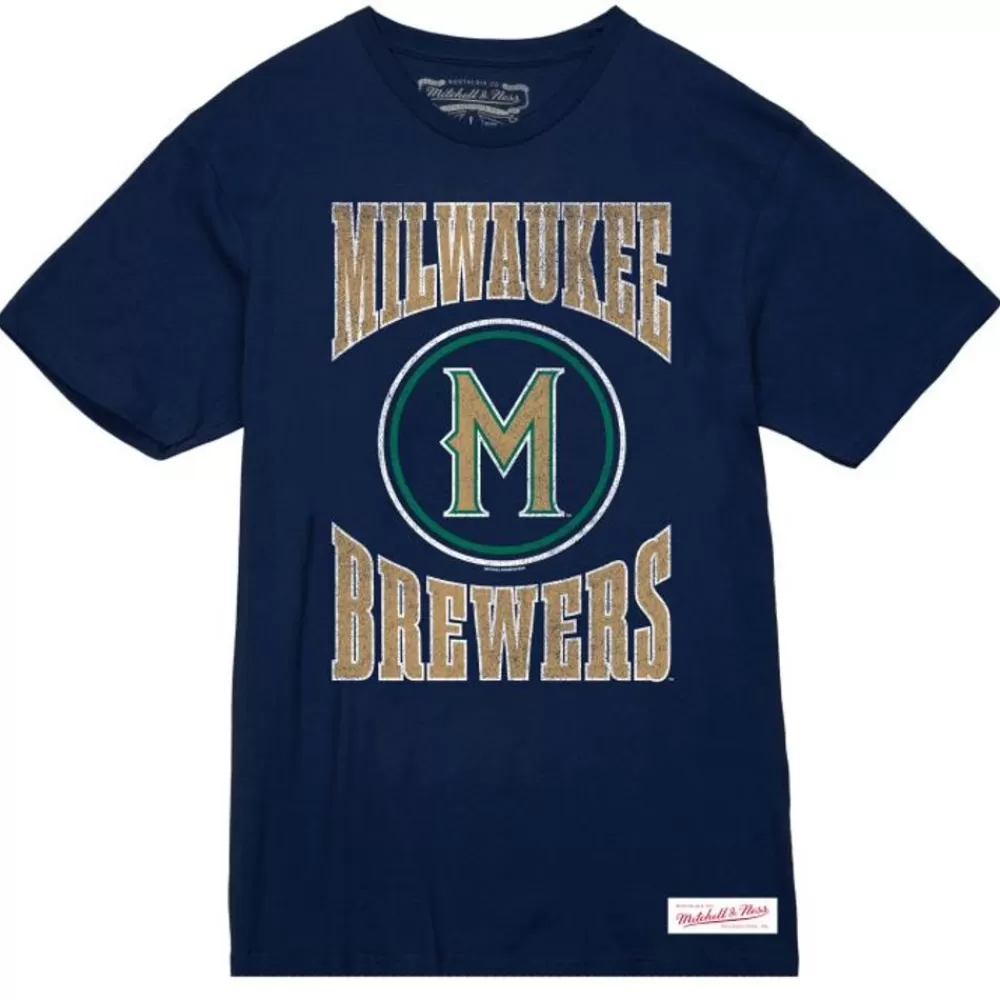 Apparel Mitchell & Ness T-Shirts & Tops-Arched Logo Slub Tee Milwaukee Brewers